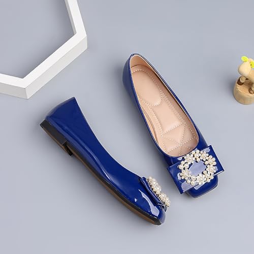 Womens Pearl Ballet Flats Closed Square Toe Slip On Dress Shoes Comfortable Work Walking Flats3