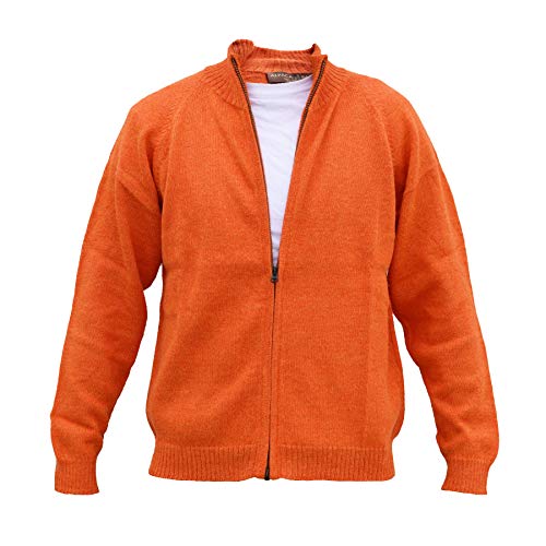 Men's Handmade 100% Alpaca Wool Full Zip Cardigan Sweater (Tangerine, Medium)2