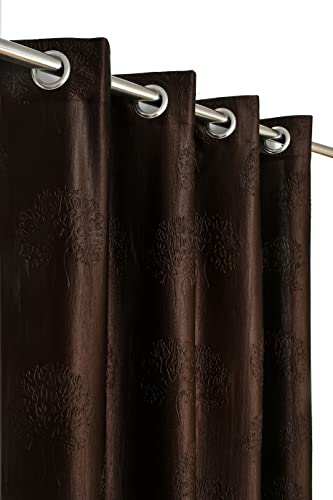 GOYCORS Modern Polyester Door Curtains 8 Feet Long Set of 2 with 2 Tassel Tie-Back (Coffee, 4 feet x 8 feet)