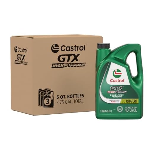 Castrol GTX High Mileage 10W-30 Synthetic Blend Motor Oil, 5 Qt, Pack of 3