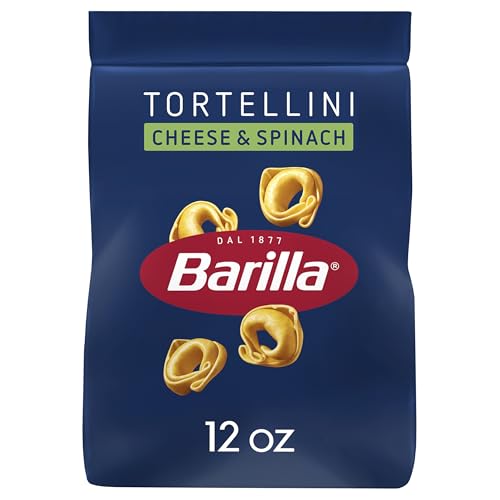 Barilla Cheese & Spinach Tortellini Pasta, 12 oz. Bag - 6 Servings Per Bag - Pantry Friendly Dried Tortellini - Made with Non-GMO Ingredients