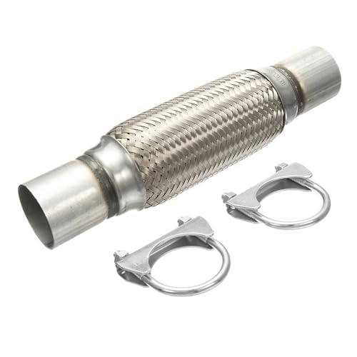 Tubo Flexible De Escape Universal Para Automóvil, Reparación De Trenza Punta De Silenciador De Acero Inoxidable Con 2 Abrazaderas. Tubo Extremo Automóvil