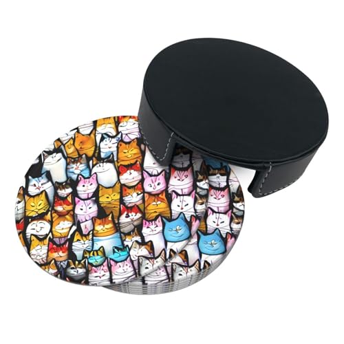 Dessous-de-verre chat lot de 6 en polyuréthane antidérapant pour table - 5