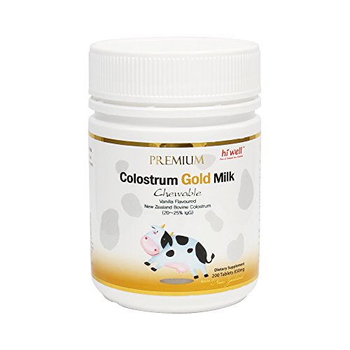 Hi Well Premium New Zealand Bovine Colostrum Gold Milk 200 Chewables Tablets Immunoglobulin G (Igg) 20~25% (Pack Of 3) #TOP2