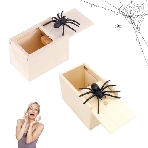 WLVinson Lot de 2 araignées dans une boîte, articles de farces d'araignée dans une boîte, pour enfants et adultes, cadeaux de fête