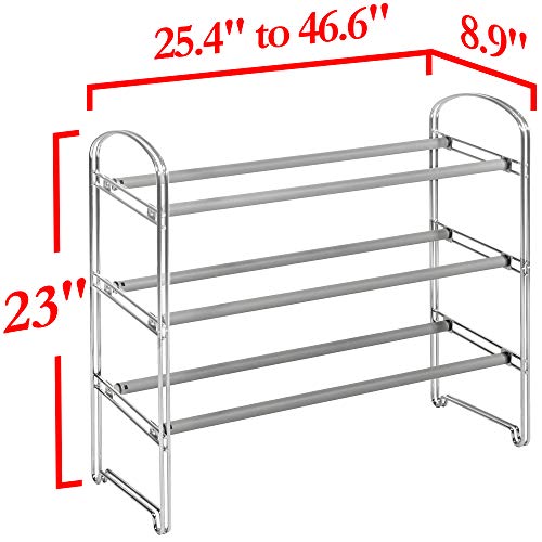 image for Seville Classics Expandable and Adjustable Shoe Rack Organizer for Bed