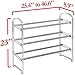 Seville Classics 3-Tier Expandable 24-Pair Shoe Rack Non-Slip Metal Freestanding Closet, Entryway, Bedroom Footwear Organizer, Chrome Poles