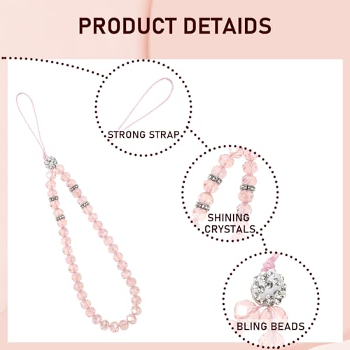 Molain Handykette, 3pcs Handy Lanyard, Handgelenk Universal Kurz Handyanhänger Handy-Lanyard-Charms kompatibel mit jedem Handy, Smartphone und Handy Hülle(Rosa+Weiß+Schwarz)
