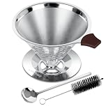 LOOFORE Pour Over Coffee Dripper, Stainless Steel Reusable Drip Coffee Filter, Slow Drip Paperless Coffee Filter, Pour Over Coffee Maker for 1-4 Cups Brew