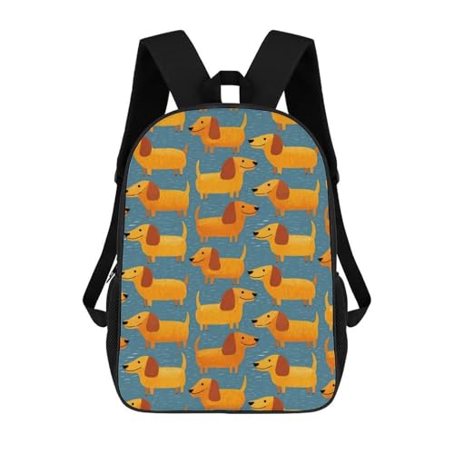 Weenie Dog Classic 17 Inch Backpack Travel Daypack Casual Shoulder Bag with Adjustable Strap for Men Women