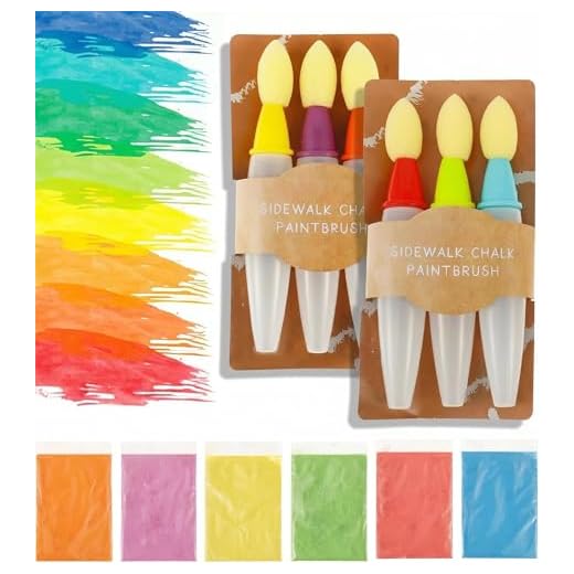 6Pcs Sidewalk Chalk Paint Brush Set with Liquid – DIY Washable Paintbrush Bulk, Simply Add Water to Brush and Use for Outdoor Drawing, Easy to Clean, Washable Sidewalk Chalk Paint Kit for Kids
