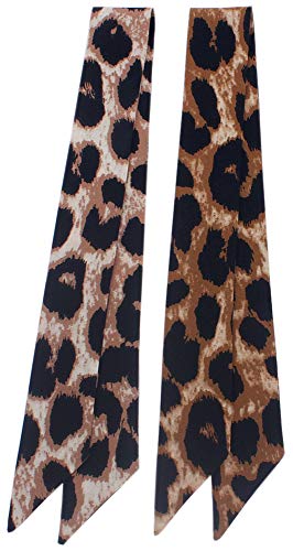3pcs Beautiful Leopard Bag Handbag Handle Ribbon Scarf Hair Head Band Neck Scarf Neckerchief Scarf Head Wrap for Women Girls Decoration2