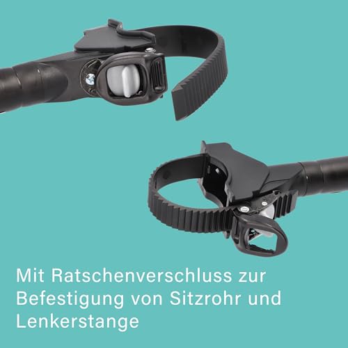 FISCHER Fahrradrahmenadapter, Variabler Adapter für sicheren und praktischen Fahrradtransport, passend für Rohre bis 6 cm Durchmesser, Abstand bis 65 cm zwischen Sattelstütze und Lenker, schwarz