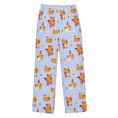 Boys' Pants Christmas Capybara Animal Orange Long Bottoms Jogger Pants Elastic Waist Trousers with Pockets S-XL