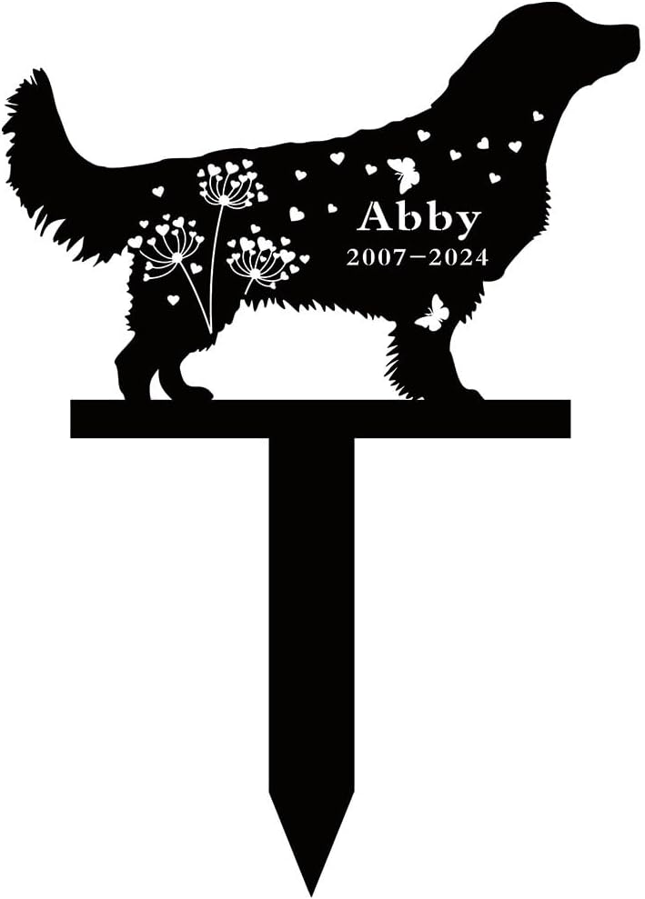 Personalized Dog Name Memorial Garden Stake Great Dane Dog Metal Sign Stake Outdoor Flowers Memorial Sign for Cemetery Grave Marker Yard Garden Decor 18 Inch