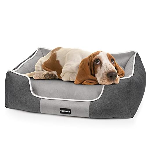 TAMOWA Cama para Perros, Cojín Reversible, Cama Perro Desmontable y Lavable, Cama Perro Grande con Parte Inferior Antideslizante, Cama para Mascotas Grandes Medianos y Pequeños, Gris, L