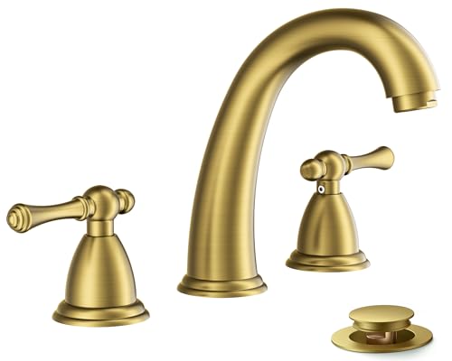 Robinet doré brossé de salle de bain 3 trous avec bonde de lavabo 20.3 cm