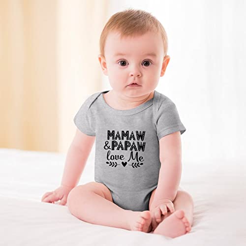 Mamaw And Papaw Love Me New Baby Born Clothes Short Sleeve Plain White Romper White Clothes Baby Girl 0-3 Month2
