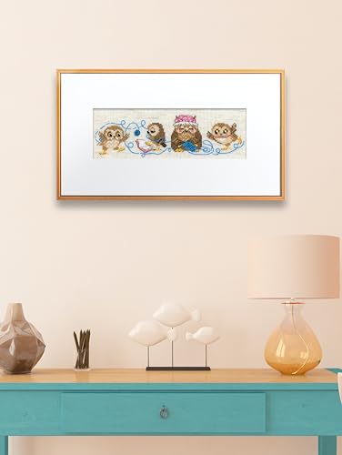 Image of RIOLIS - The Owl Family 1936, Animals Cross Stitch Kits 9 inchx3, Cross Stitch Kits for Beginners & Advanced, Crossstitching Kits Adult, Counted Stitching Kits, Embroidery Kit