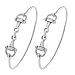 SENFAI Horse Snaffle Bit Easy Hook Clasp Charm Bracelet Bangle Jewelry (2 pcs Set Antique Silver)