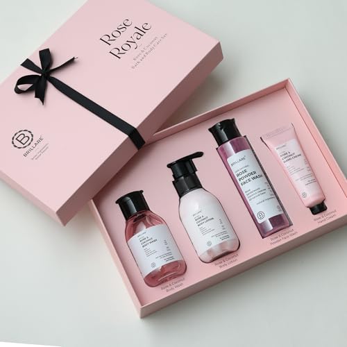 Brillare Rose Royale Gift Box | Rose Body Wash, Body Scrub, Face ...