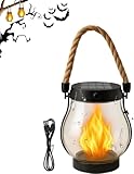 Kaliqo Solar Lantern Outdoor Lights,Waterproof Dancing Flame Solar Lantern Outdoor Lights，Hemp Rope Hanging Flame Lanterns for Garden Yard Decorations,Patio, and Camping-A