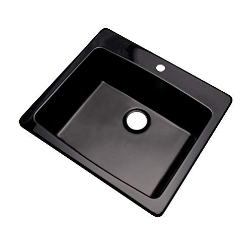 🛒 Crazy Deals Dekor Sinks 40199Q Bridgewood Composite Granite Single Bowl Sink with One Hole, 25", Black
