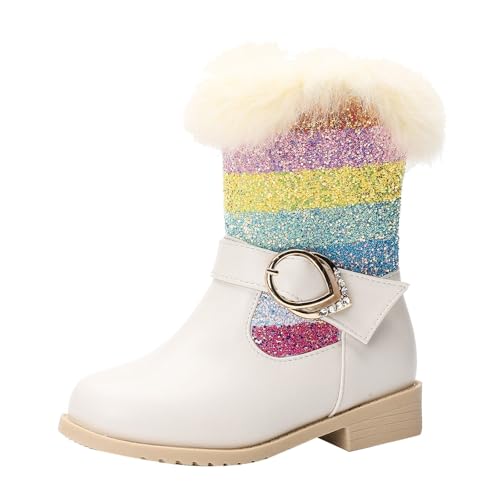 IWIHMIV Toddler Girl Winter Boots Girl Snow Boots Kid Riding Shoes Snow Boots Winter Boots Kids Boots Warm Mid Calf Boots