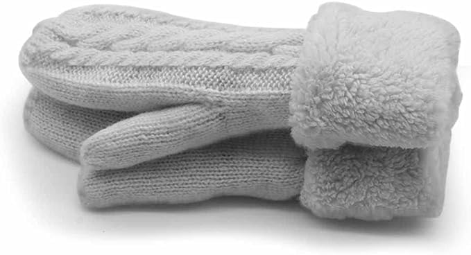 Wantonfy Dameshandschoenen Dikke Fleece Winter Warme Gebreide Handschoenen Pluizige Handschoenen Thermisch Fleece Gevoerd, Rood, Eén Maat