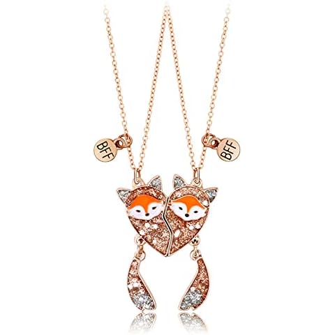 Friendship Necklace 2pcs Best Friend Necklaces Matching BFF Necklaces Magnetic Necklaces Friendship Gifts for Women for Girls Kids Women Birthday Gifts (Fox) Cover