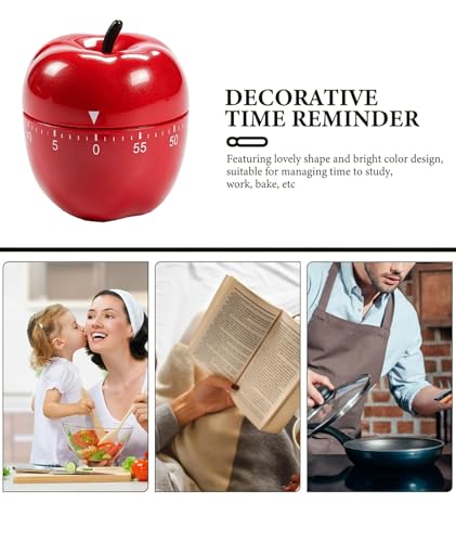 Image of Pomodoro Timer for Study, Pomodoro Timer, Study Timer, Red Apple Kitchen Timer with Alarm, Mechanical Study Timer for Cooking, Baking, and Time Management Tasks