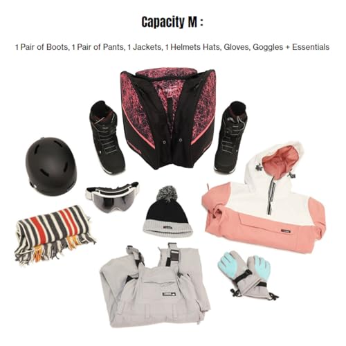 TRANSPACK Edge Junior Water-Resistant 33L Ski/Snowboard Boot Helmet Goggles & Gear Backpack Bag, Pink Scratched Ice