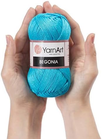 Miniatura 4 de 5 madejas (paquete de 5) Total 8.8 Oz. YarnArt Begonia, 100% algodón mercerizado, cada 1.76 oz (50g) / 185 Yrds (554.5 ft), Fine Sport: 2, Azul -