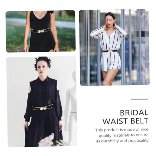 Hemoton Women Elastic Waist Belt with Pearl Buckle Adjustable Sash for Wedding Dresses and Elegant Waist Decor for Women2