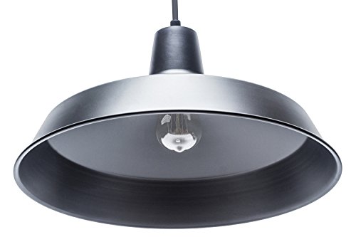 Globe Electric 65155 1-Light Industrial Warehouse Pendant, Matte Black, E26 Base Socket, Kitchen Island, Café, Decorative, Ceiling Hanging Light Fixture, Modern, Vintage, Home Improvement #TOP2