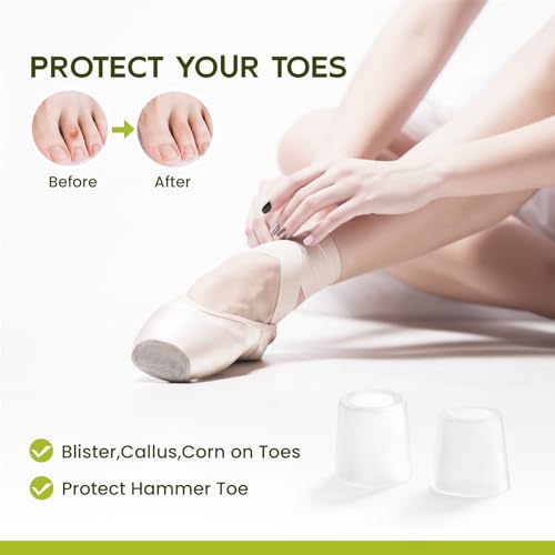 Image of Bukihome Silicone Toe Protectors - Silicone Open Pinky Toe Sleeves for Hammer Toes, Corns, Calluses, Blisters - Soft Gel Protector Toe Cushions for Pain Relief - 12 Count (6 Thick +6 Thin)