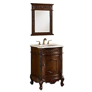 Benton Collection 24” Debellis Antique Bathroom Sink Vanity Cabinet w/Matching Mirror # BWV-047W-MIR