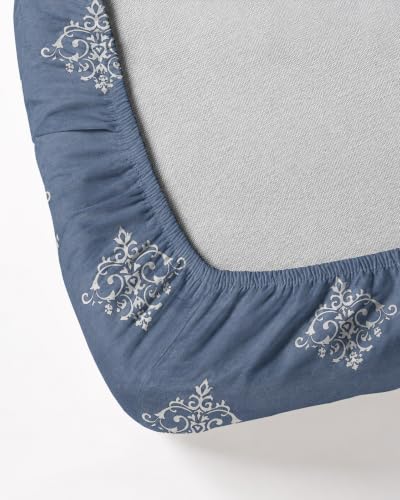 Image of RD TREND Premium Cloud Cotton Bedsheet for Double Bed King Size (78x72x8 Inch) with 2 Pillow Covers 18x28 Inch Floral Design | Teal Grey