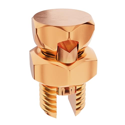 THE CIMPLE CO 1 Pack Size #8 Copper Split-Bolt Connector 8 AWG - Grounding Split Bolt for Conductors - Connector Clamp for Grounding Wire - Copper Ground Wire Clamp Size S8 1 Count