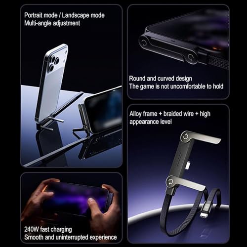 Image of MX Invisible Holder Charger Cable with Stand, 240w Super Fast Charging 2-in-1 Fast Charging Cord & Multi-Angle Phone Stand for Gaming, Office, Car Travel, Type-C Charging-Cable (USB Type C - 1.5m)
