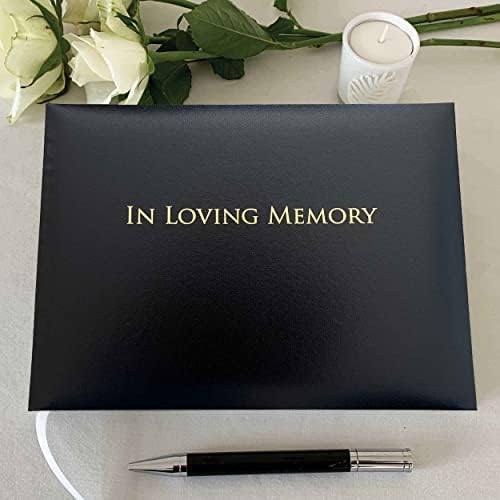 in Loving Memory Funeral Guest Book - Informal Lined Inner Page Format - Presentation Boxed - Black - Size: 10.5" x 7.6"