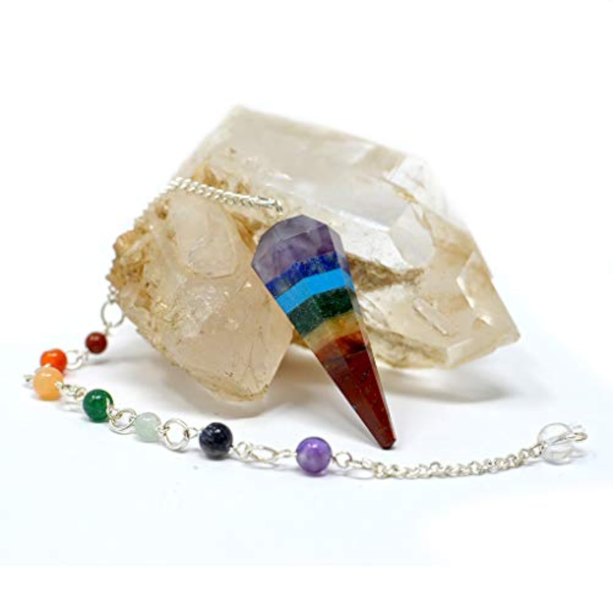 Gemstone Dowsing Pendulum with Hexagon Point