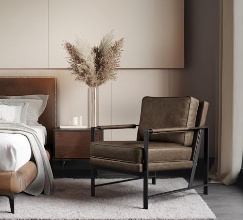 Image of Yaheetech Mid-Century Accent Chair, Modern Armchair, Brown