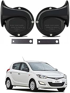 AYW Universal Windtone Jalwa Horn (2 and 4 wheelers), Black color, Heavy plastic body, Set of 2, 12V voltage For i20 Old Universal For All Models