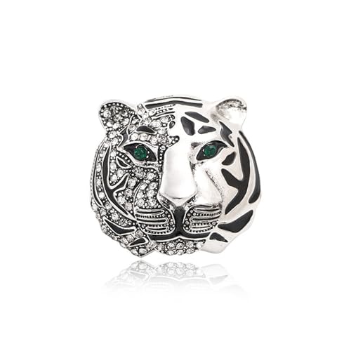 Image of WCRAZYE Rhinestone Tiger Head Brooch Pins for Men Women Dainty Gold Silver Vintage Animal Lapel Suit Pin,Punk Crysta Charm Tiger Head Badge Coat Collar Brooch for Girls