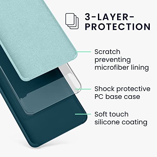 kwmobile Case for Xiaomi 12T / 12T Pro Case - Soft Cover - Shockproof Silicone - Wireless Charging Teal Matte - Image 2