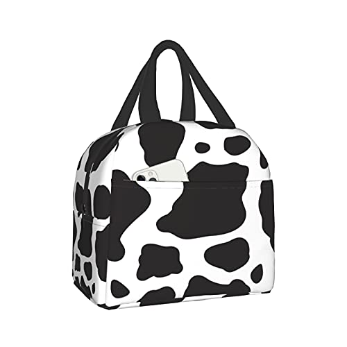 Carati Black Cow Animal Lunch Box Travel Bag Picnic Bags Insulated Durable Shopping Bag Reusable Waterproof Bags For Man Woman #TOP8
