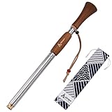 Vicopo 火吹き棒 キャンプ 火起こし 最長82cm ロング 伸縮式 コンパクト 焚き火 棒 ファイヤーブラスター 天然木 ふいご ステンレス ひふき棒 真鍮先端 キャンプ/バーベキュー/アカウント用 収納袋付き ダークブラウン