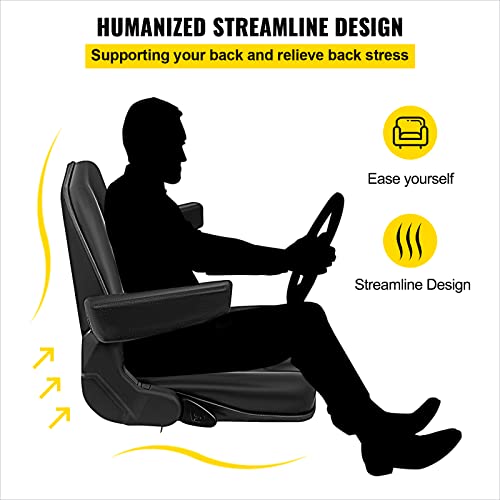 Bestauto Universal Forklift Seat With Armrest, Fordable Tractor Seat With 180° Adjustable Back Angle Fits Excavator Forklift, Tractor, Skid Loader, Backhoe Dozer Telehandler, Heavy Mechanical Seat #TOP5