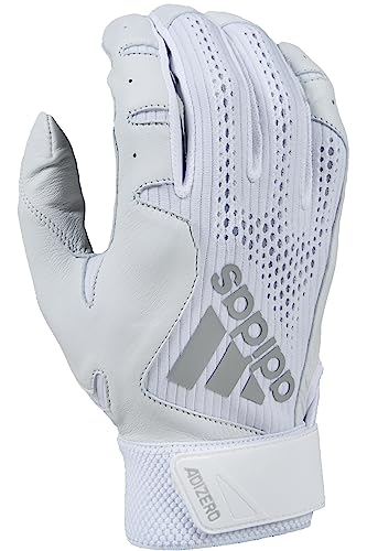 Adidas Adizero 4.0 Adult Leather Batting Glove, White, Small